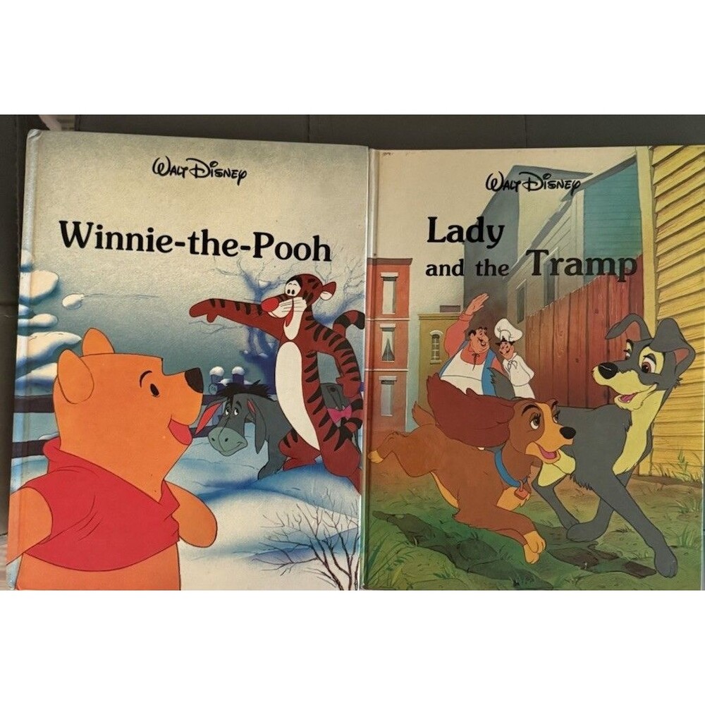 2 VTG Walt Disney Hard Cover Classic Series Winnie the Pooh & Lady and the Tramp